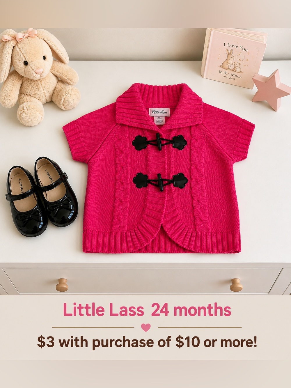 Little Lass Pink Sweater, 24M